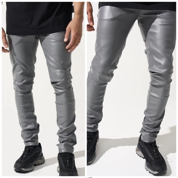 Serenade Steel Fitted Faux Leather Skinny Jeans - Picture 1 of 9